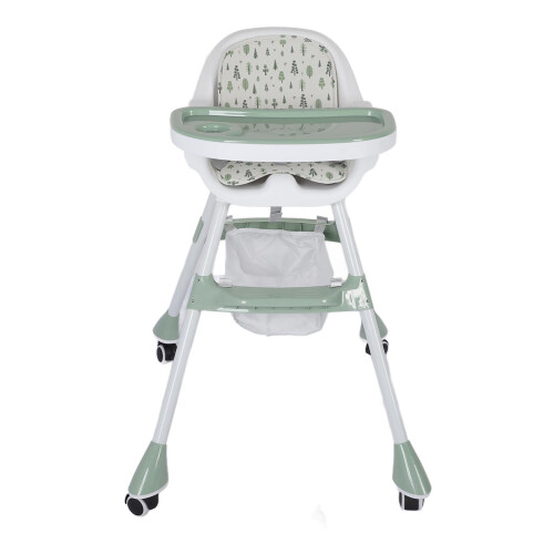 Green Folding Baby High Chair - Double Tray 37.5cm 2