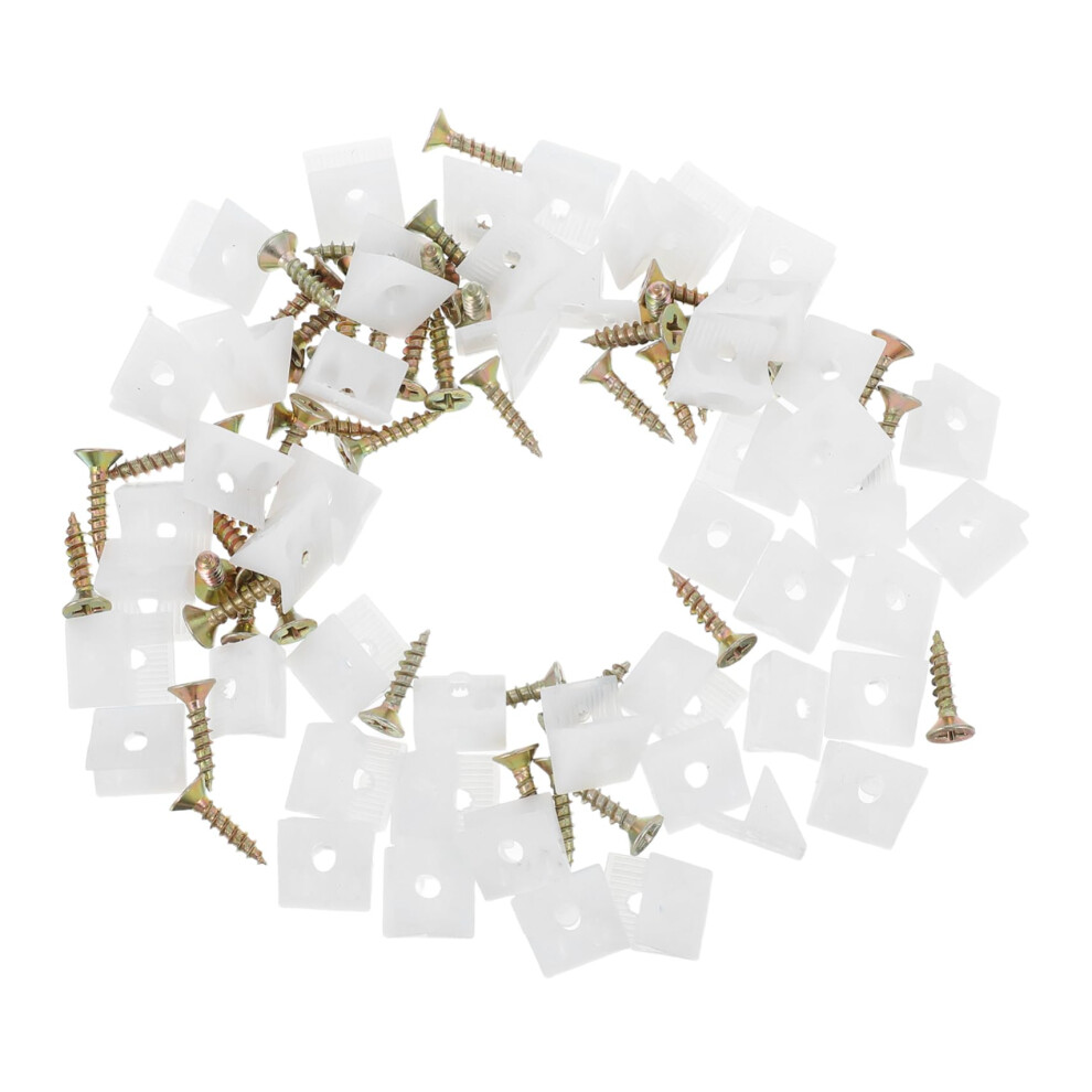 50Pcs Furniture Brackets With Screws, Plastic Drawer Bottom Support Clips For Cabinets 9771547831136