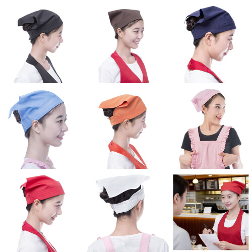 Cotton Triangle Headscarf For Waitresses With Embroidered-brown 2