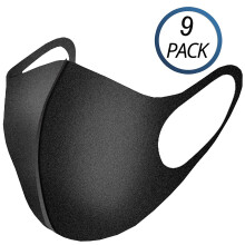 9 Pack Breathable Sponge Face Mask for Adults, Anti PM2.5 Dust Mask Black, Reusable Comfort Fit