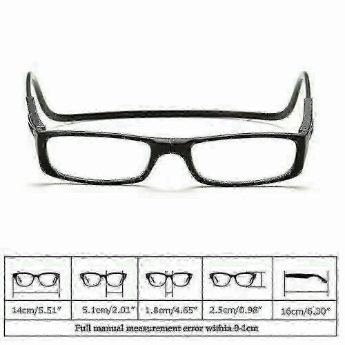 (Wine Red, 300) Folding Magnetic Reading Glasses With Snap Click Front, Neck Hanging Spectacles 2