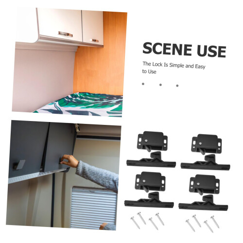 4 Pack RV Drawer Latch Push Button Cabinet Lock Flush Mount Side Pull Design for Camper Trailer 2