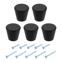 Set of 5 Black Round Cabinet Knobs and Drawer Pulls, Durable Aluminum, Modern Minimalist Design