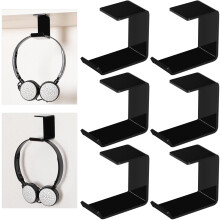 Under Desk Headphone Hook with Adhesive, Acrylic SpaceSaving Hanger for Desk, 6 Pack Black