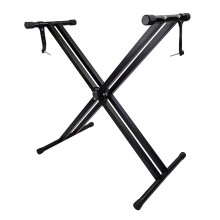 Double XStyle Piano Keyboard Stand, Heavy Duty Metal Frame with AntiSlip Rubber Caps, Foldable for Digital Piano, Black