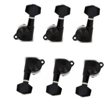 6 Inline Sealed Electric Guitar Tuning Pegs Set, Stable Tuning System, Matte Black Finish