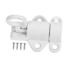 White Aluminum Door Latch Lock with ‑Strength Build and Secure Spring Catch for Attic Hatch and Cabinets