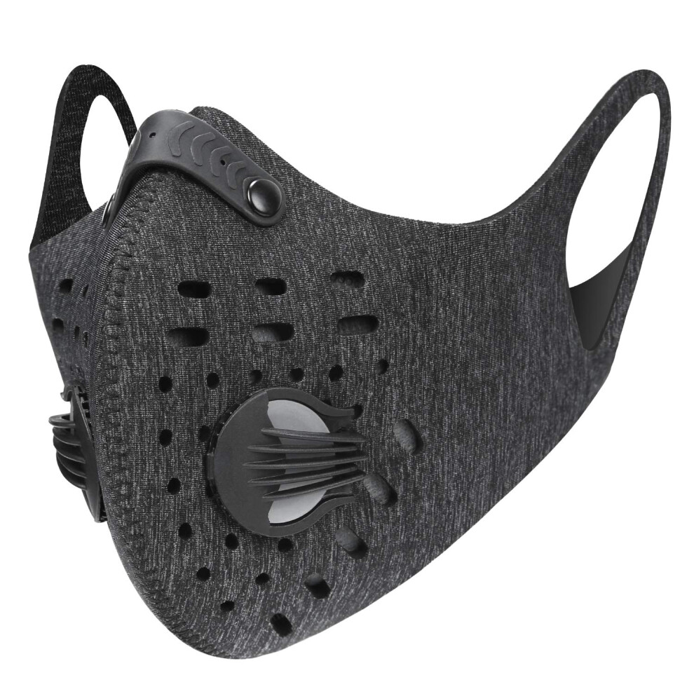 Dust Mask With Activated Carbon Filter, Reusable Anti Pollution Cycling Face Mask, Dark Grey 9073542974208