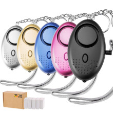Safety Alarm 5 Pack Multicolor, 130dB Loud Self Defense Keychain with LED Light for Women and Kids