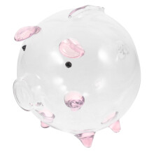 Transparent Piggy Bank with Clear PigShaped Design, Cute Glass Money Box for Kids, Pink Savings Jar
