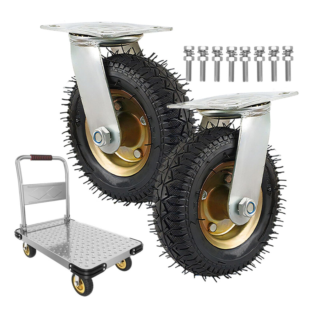 Pack Of 2 Heavy Duty Swivel Casters 10 Inch Pneumatic Rubber Wheels Shock Absorption Low Noise 9771547831983
