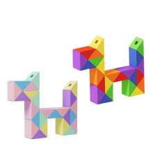 Fidget Snake Cube 24 Blocks Macaron and Rainbow Set Twist Puzzle Toy for Kids Party Rewards 2 Pack