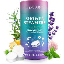 Shower Steamers Aromatherapy 8 Packs, Long-Lasting 8 Scents Shower Bombs with Essential Oils for Home-Spa Relaxation, Stress Relief Shower Tablets