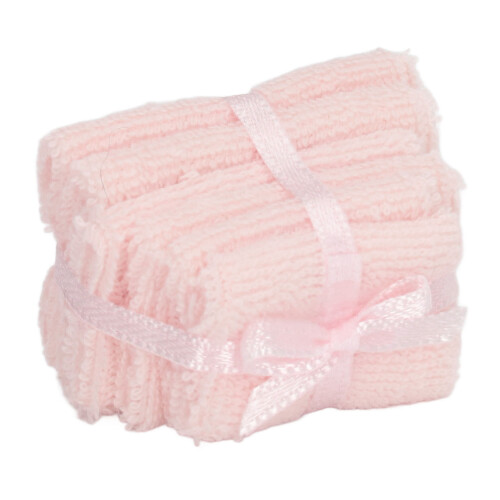 1:12 Scale Miniature Bath Towels Pink, 4x2.5x3 cm