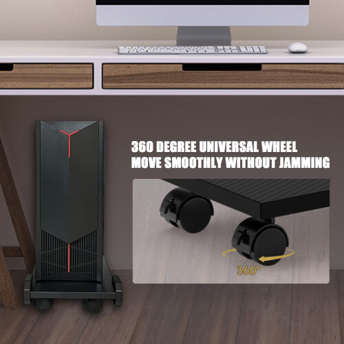 Adjustable CPU Stand with Wheels, Steel Computer Tower Cart with Locking Casters and Smooth Rolling Mobility 2