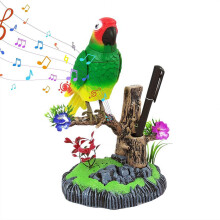 Interactive Talking Parrot Toy SoundActivated Singing Bird with Realistic Movements, Green Plush Desk Decor