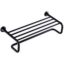 Black Towel Rack Double Bar Wall Mounted Holder Modern Black Finish Heavy Duty 20kg Capacity