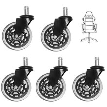 Office Chair Wheels Set of 5 Heavy Duty PU Casters Silent Smooth Rolling for Hardwood Floors Universal 11mm Stem