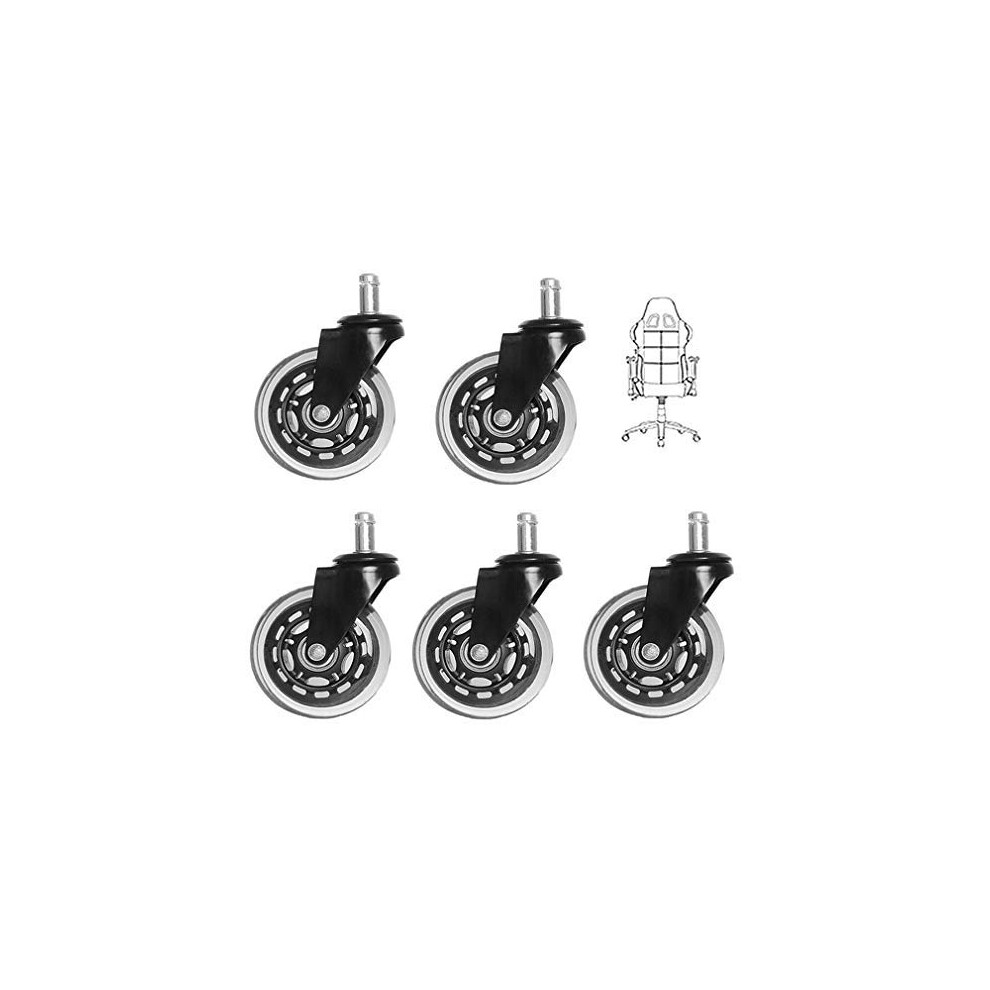 Office Chair Wheels Set Of 5 Heavy Duty Pu Casters Silent Smooth Rolling For Hardwood Floors Universal 11Mm Stem 9351714455220