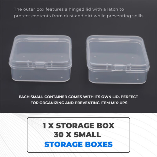 Bead Organizer Box, A Large Transparent Box with 30PCS Small Clear Plastic Storage Containers,Portable  Storage Box 2