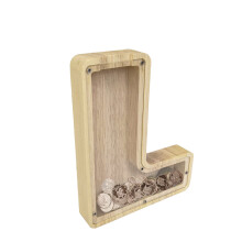 Wooden Letter L Piggy Bank, Custom Name Alphabet Coin Bank for Kids, 7 Inch Durable Money Box Decor