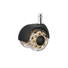 2 Inch PU Office Chair Casters 5 Pack, Soft Rubber Replacement Wheels for Hardwood Floors, Golden 360 Swivel Design