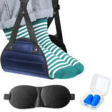 Airplane Foot Rest with Adjustable Memory Foam Cushion Support, Travel Foot Hammock for Long Flights and Office