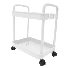 Rolling Storage Cart 3 Tier Utility Cart with Wheels for Bathroom Kitchen Organizer with Hooks