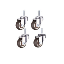 4PCS 1 Inch Rubber Furniture Casters TPR Ball Wheels Quiet Rolling Easy Screw Mount Floor Protection 11kg