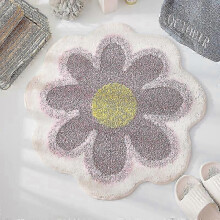 (100x100CM, Pink) Thick and Absorbent Cashmere Flower Patterned Round Area Rug