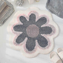 (100x100CM, Blue) Thick and Absorbent Cashmere Flower Patterned Round Area Rug