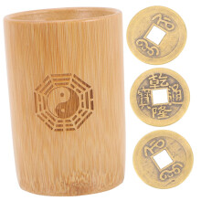 Traditional Chinese Feng Shui Divination Set with Copper Coins Buddhist Fortune Telling Kit for Home Temple