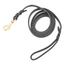 Cowhide Leather Dog Leash 210x1.2 cm Black