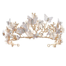 Elegant Butterfly Floral Bridal Hair Accessories Rhinestone Wedding Headpiece Crown for Bride