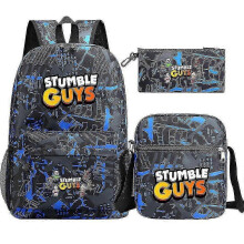 (8) Stumble Guys Banana Print Schoolbag Boys Cosplay Backpack - Shoulder Bags, Student Back Pack, Kids Anime Backpacks (3pcs Set)