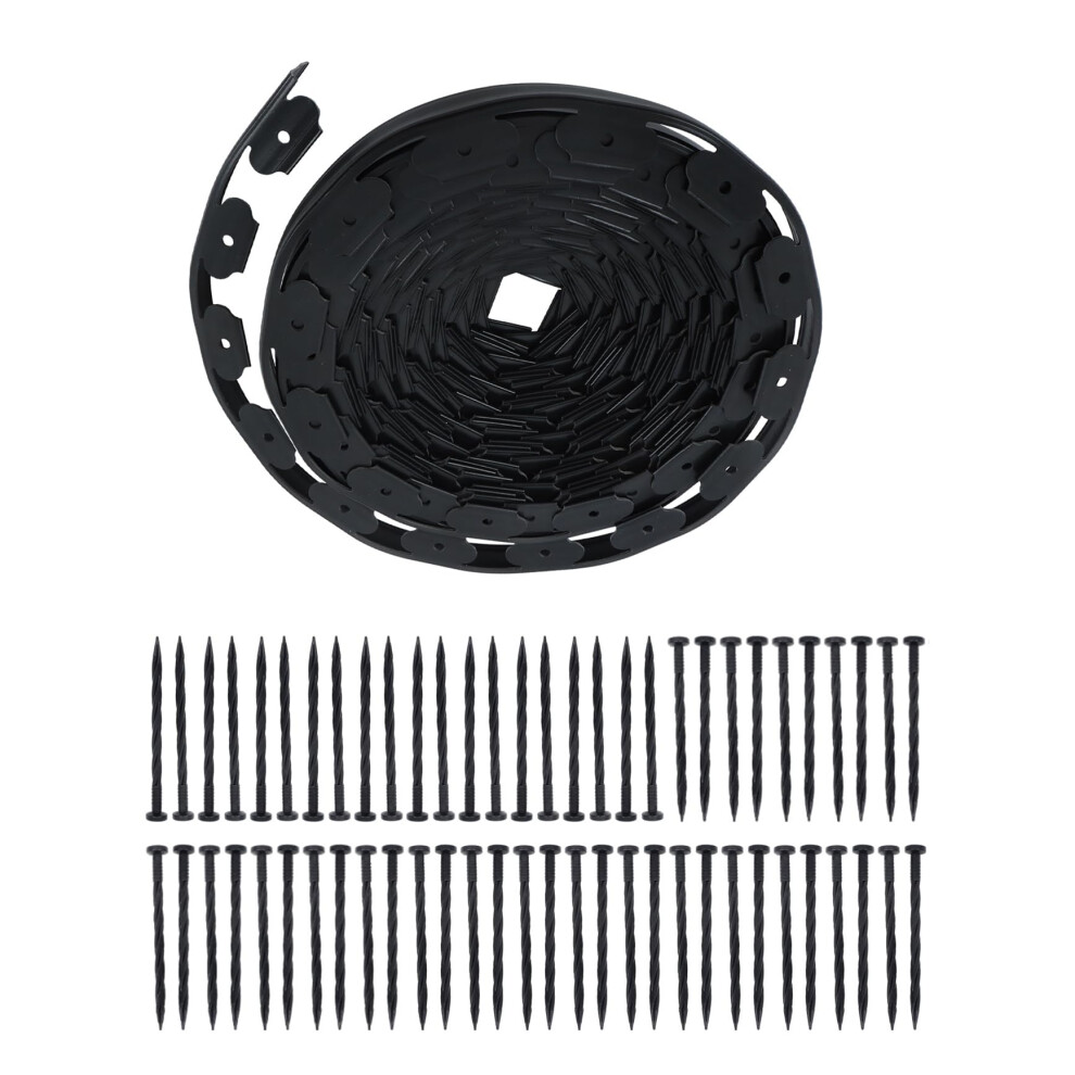 100Ft No Dig Garden Edging Kit With 60 Spiral Spikes, Flexible Plastic Landscape Border For Lawn And Flower Beds 9073542975700