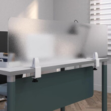 Frosted Acrylic Desk Divider 31.5x11.8in Clampon Office Privacy Screen with Durable 4mm Panel