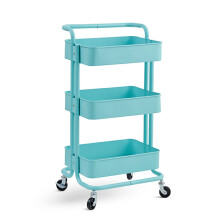 3 Tier Rolling Utility Cart with Lockable Swivel Wheels, Deep Mesh Baskets, Metal Storage Cart for Kitchen Office