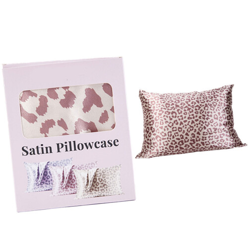 Satins Leopard Pattern Pillowcase with Zippers For Hotel-khaki