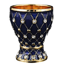 Schnapsglas aus Metall mit Kristallmuster,-Gold Dunkelblau 1PCS