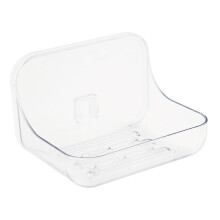 Wall Mounted Soap Dish No Drilling Acrylic Soap Holder with Quick Drainage Tray for Bathroom Shower Sink