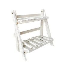 Wooden 2 Tier Plant Stand with Stable Construction for Balcony or Desk, Foldable SpaceSaving Flower Pot Display Shelf