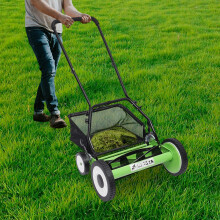 Hand Push Lawnmower, 16-Inch Cordless Manual Reel Lawn Mower with 5-Blade, Manual Lawn-Mower with 40cm Cutting Width, 9-position Adjustable Mowing Hei