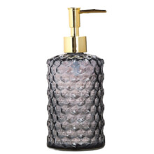 Smoke Gray Glass Soap Dispenser 500ml Refillable Liquid Lotion Pump Bottle for Bathroom and Kitchen