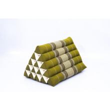 Thai Triangle Cushion XL Kapok Floor Pillow for Yoga Reading and Relaxing, Large Backrest Wedge 15x21.5x15in Green