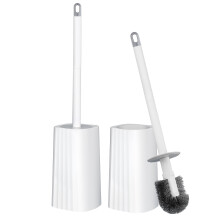 2 Pack Toilet Brush and Holder Set with DripProof Design, Lightweight Handle for Deep Bathroom Cleaning