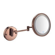 8 Inch Wall Mounted Makeup Mirror with LED Lights, 7X Magnifying Hardwired Bathroom Mirror, Matte Black 360 Swivel Extendable Arm Design