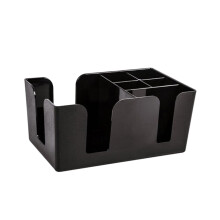 2 in 1 Tissue Box Organizer and Straw Holder, Black Plastic Easy Clean Countertop Storage for Bar