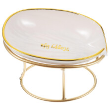 Self Draining Soap Dish with Iron Stand and Pearl Design, Decorative Soap Holder for Bathroom and Kitchen