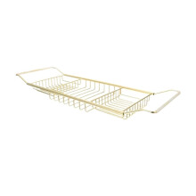 Adjustable Golden Bathtub Tray Stainless Steel Bath Caddy Rack with Towel and Book Holder Organizer